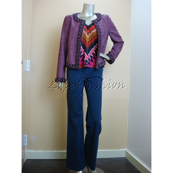 $2980 NWT ESCADA Purple Trim Tweed Boucle Jacket 8 - Picture 3 of 6